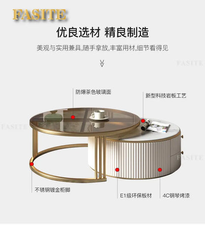 Commercial Rock Board Light Luxury And Simple Modern Small Unit Living Room Glass Coffee Table Table