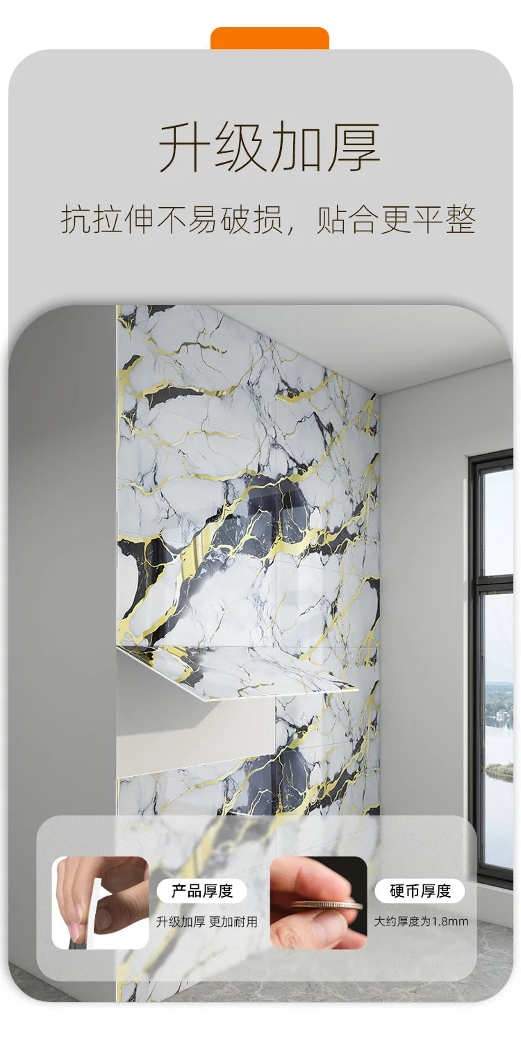 5pcs 30x60cm PVC Kitchen Backsplash Panel Marble Self-Adhesive Waterproof Oil Proof for Stove Cabinet Renovators