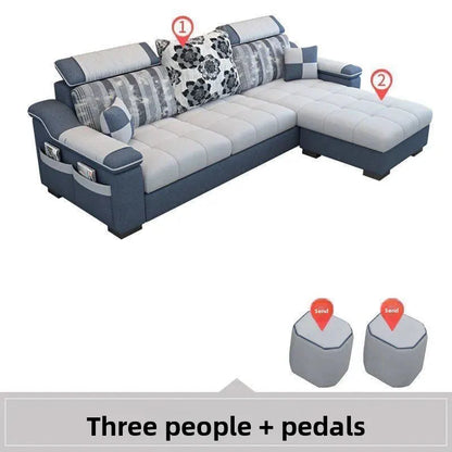 Fully Furnished Living Room Modern Fabric Sofa 3-Seater Removable Washable Cotton Linen Apartment Size