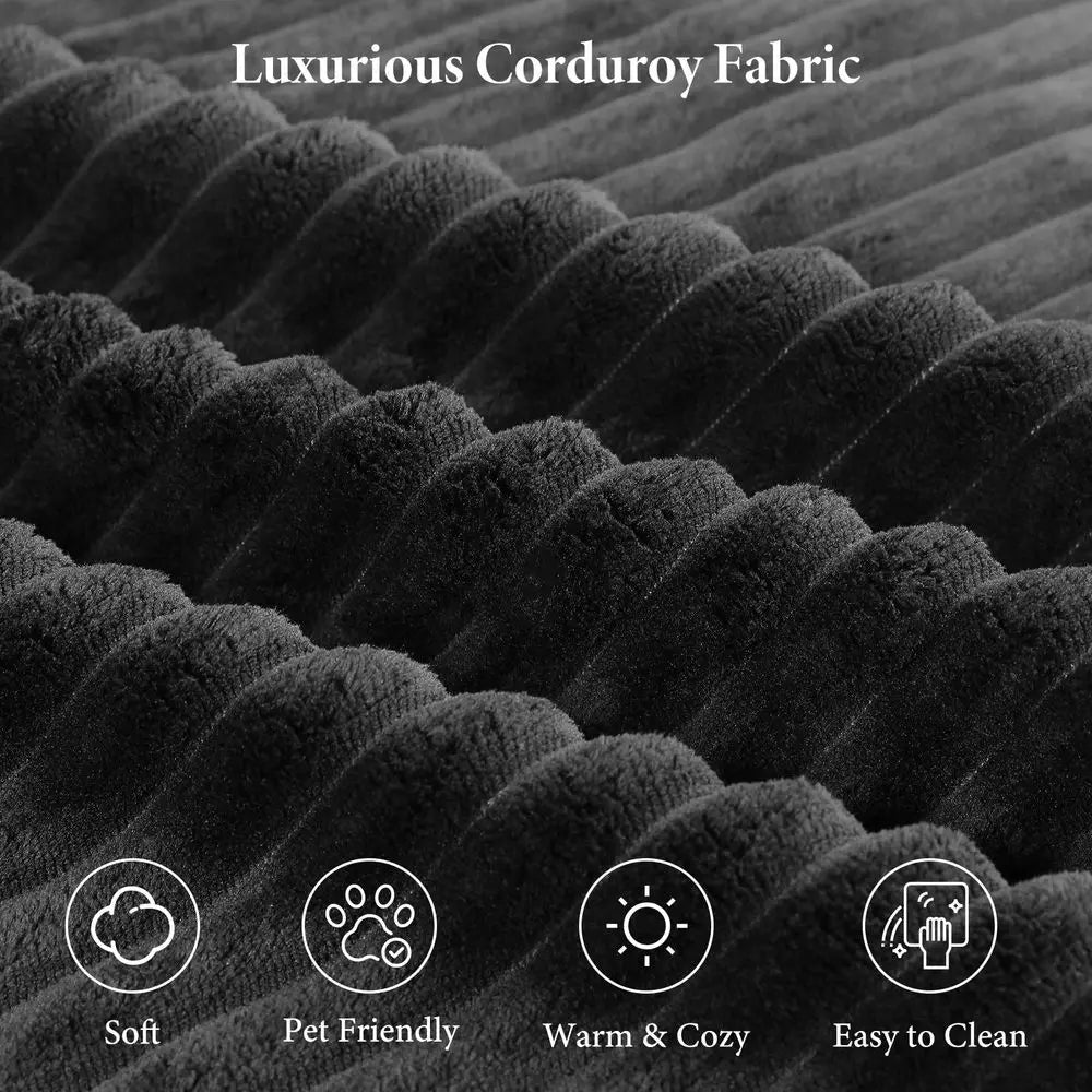 143 L Shaped Modular Sectional Couch, Comfy Corduroy Upholstered Cloud Couches for Living Room, Modern 3 Seater Sofa with Movab