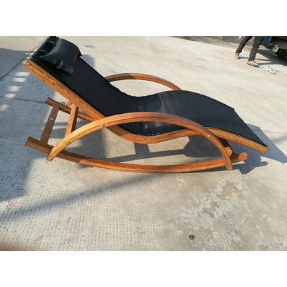 Sunbed Comfortable Outdoor Wood Rocking Luxury Beach Long Recliner Solid Long Beach Chair
