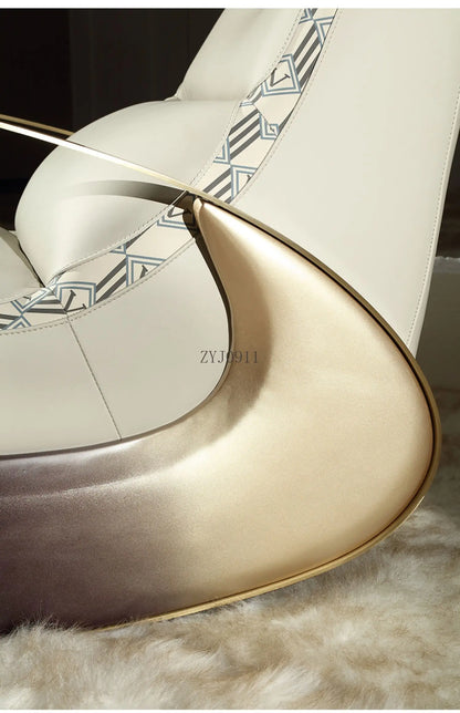 Modern Italian light luxury leather leisure chair living room single sofa rocking chair
