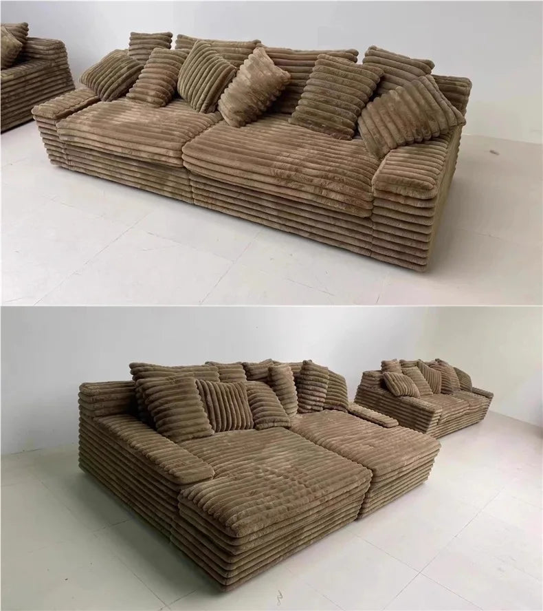 Italian minimalist thick velvet compression sofa bed French fabric lazy sofa