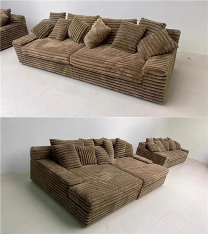 Italian minimalist thick velvet compression sofa bed French fabric lazy sofa