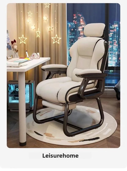 Ergonomic Office Chair with Adjustable Headrest, Latex Seat, Reclining Function & Linked Armrests, Bow Tie Base