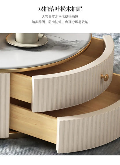 Light luxury rock slab size round coffee table combination modern simple small apartment