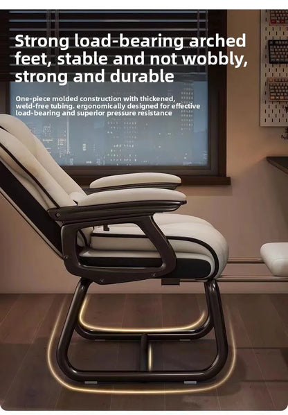 Ergonomic Office Chair with Adjustable Headrest, Latex Seat, Reclining Function & Linked Armrests, Bow Tie Base