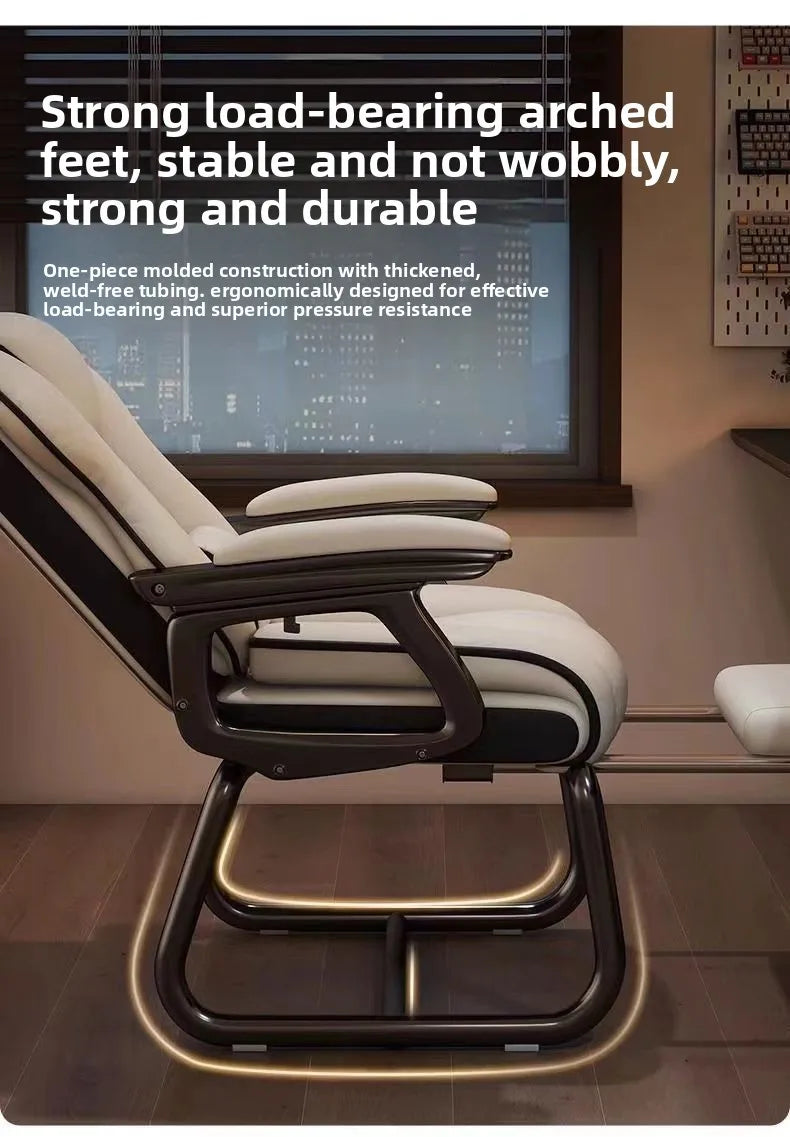 Ergonomic Office Chair with Adjustable Headrest, Latex Seat, Reclining Function & Linked Armrests, Bow Tie Base