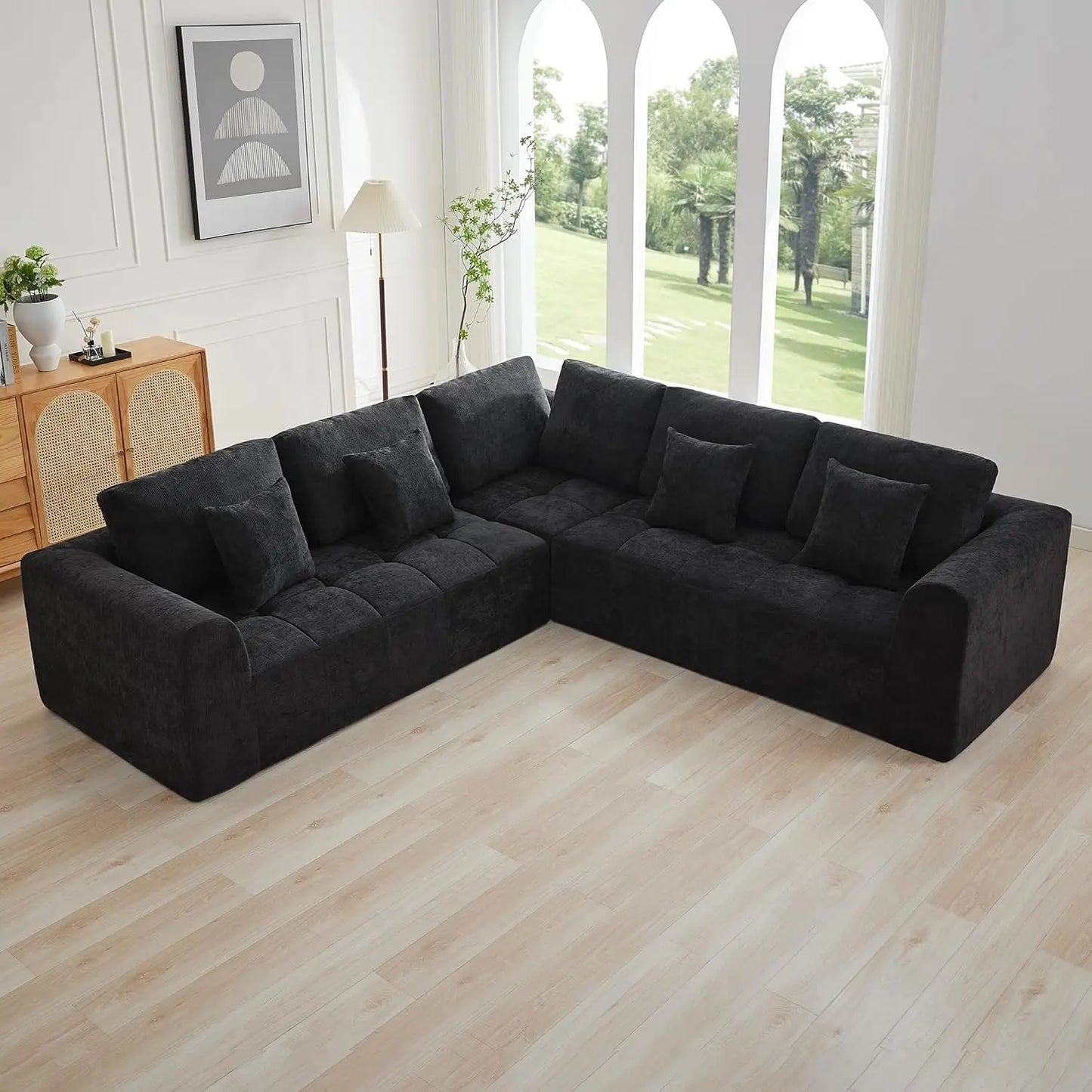 110''Modular Sectional Couches for Living Room, Compressed Sectional Sofa, Oversized L Shaped 5 Seater Upholstere