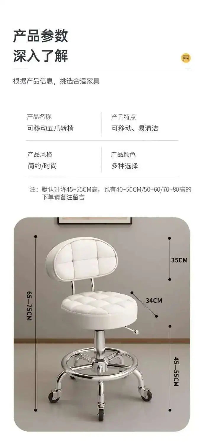 Aesthetic Hairdressing Chair Backrest Simple Rolling Rotating Barber Chair Portable Mocho Cadeira Barber Equipment MQ50BC