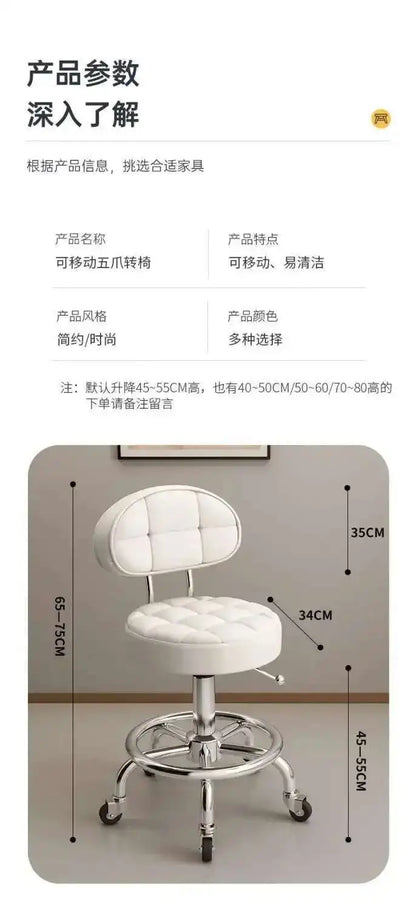 Aesthetic Hairdressing Chair Backrest Simple Rolling Rotating Barber Chair Portable Mocho Cadeira Barber Equipment MQ50BC