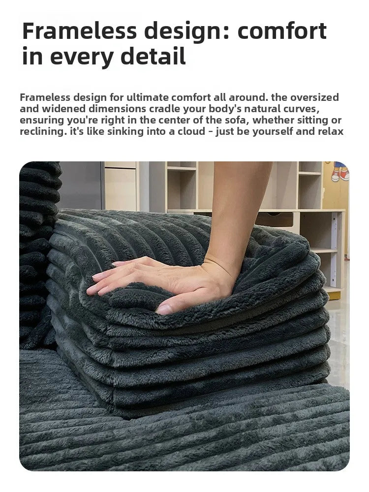 Cashmere corner compression fabric L-shaped block small apartment combination lazy right angle compression sofa