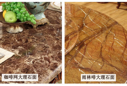European style, solid wood dining table and chair combination, marble, rectangular dining table
