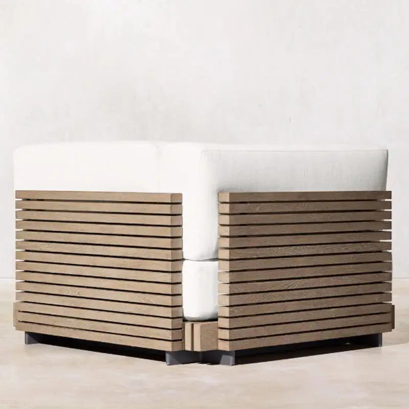 Outdoor Garden Villa Waterproof Teak Aluminum Sofa Sunbed and Coffee Table Combination Furniture