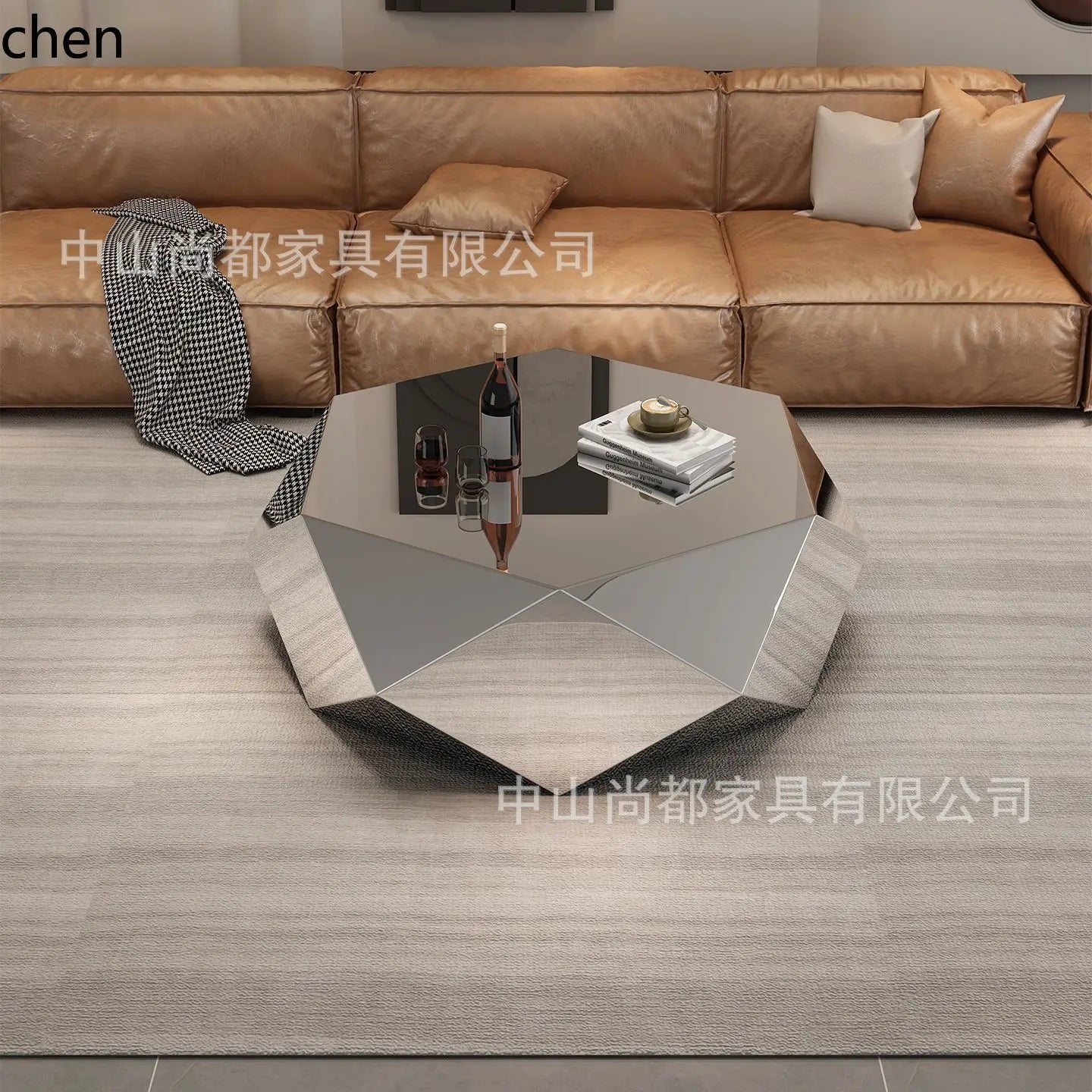 CZ Modern Minimalist Stainless Steel Diamond Coffee Table Simple Furniture Supplies