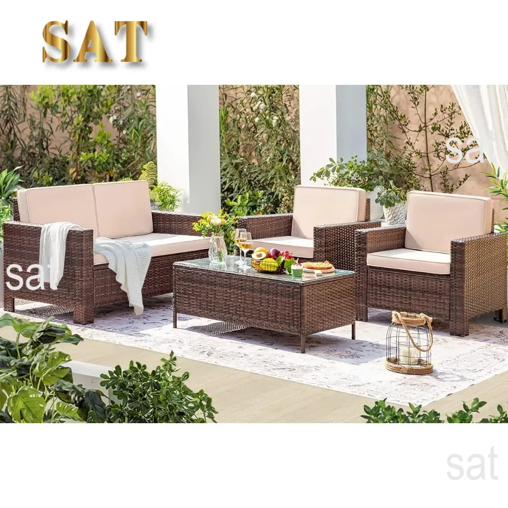 %a Camping Outdoor Indoor Backyard Porch Garden Poolside Balcony Use (Beige) Patio Furniture Outdoor Set Nature Hike Table Sets