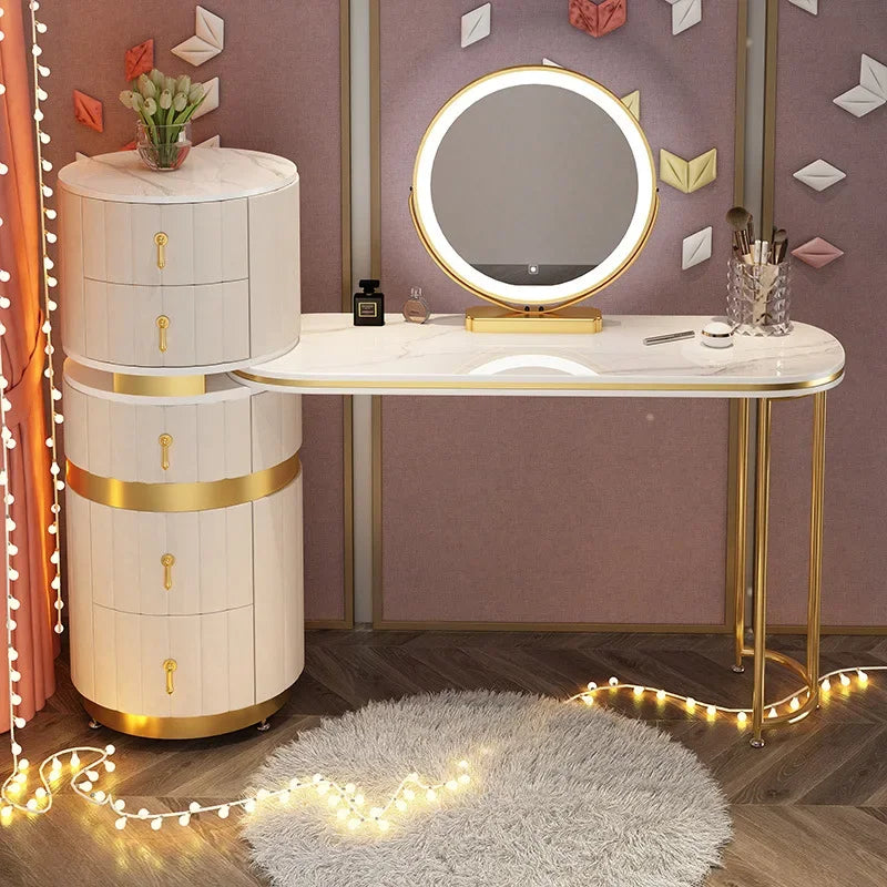Bedroom Italian Light Luxury Dressing Table Wind Storage Cabinet One Small Apartment Makeup Dresser