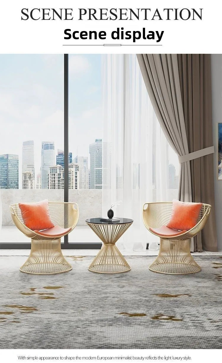 High-end stainless steel dining chair single sofa chair designer home living room wrought iron balcony