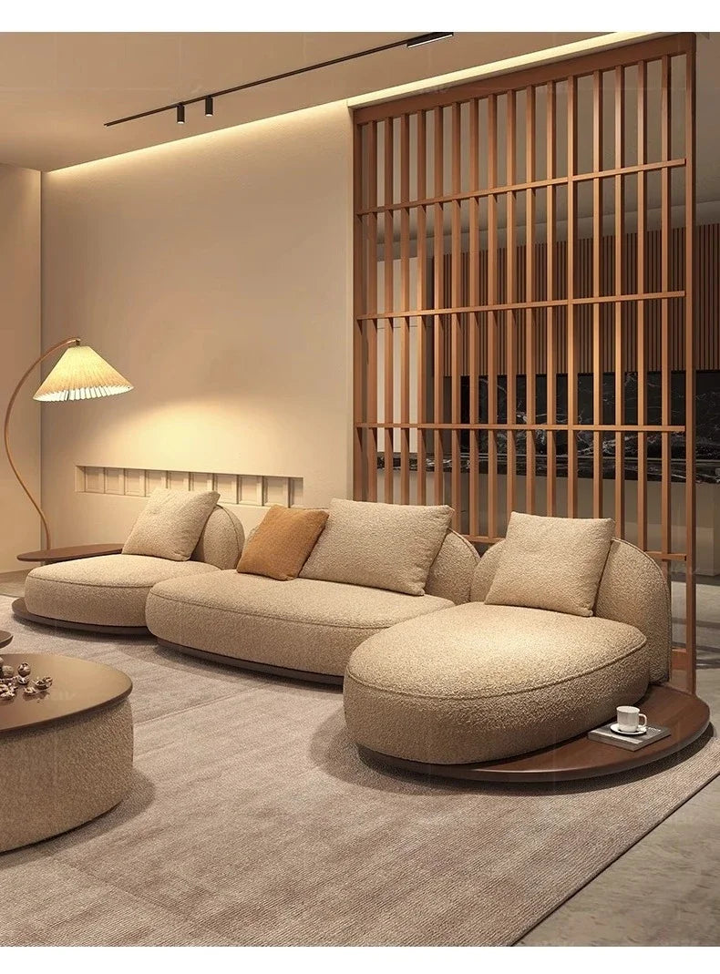 Living Room Coffee Table Designer Creative Three-person Log Style Furniture Modern Simple Modern Morocco Fabric Sectional Sofas