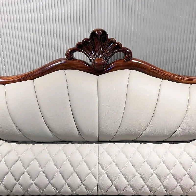 European leather sofa first layer cowhide combination living room villa luxury ebony sofa style fully furnished small apartment