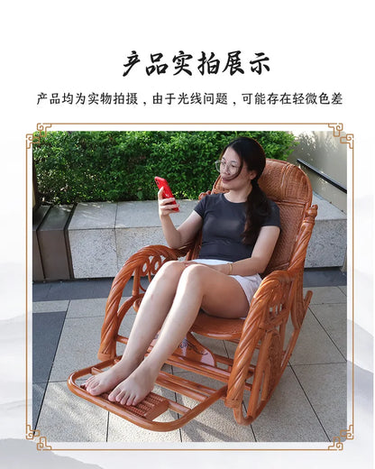 Manufacturers supply adult bedrooms, elderly rocking chairs, real rattan leisure balcony recliners