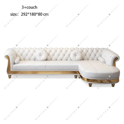 Classic American Antique Chesterfield Sofa for Home Office Hotel Couch Living Room Furniture Modern Genuine Leather Sofa Set