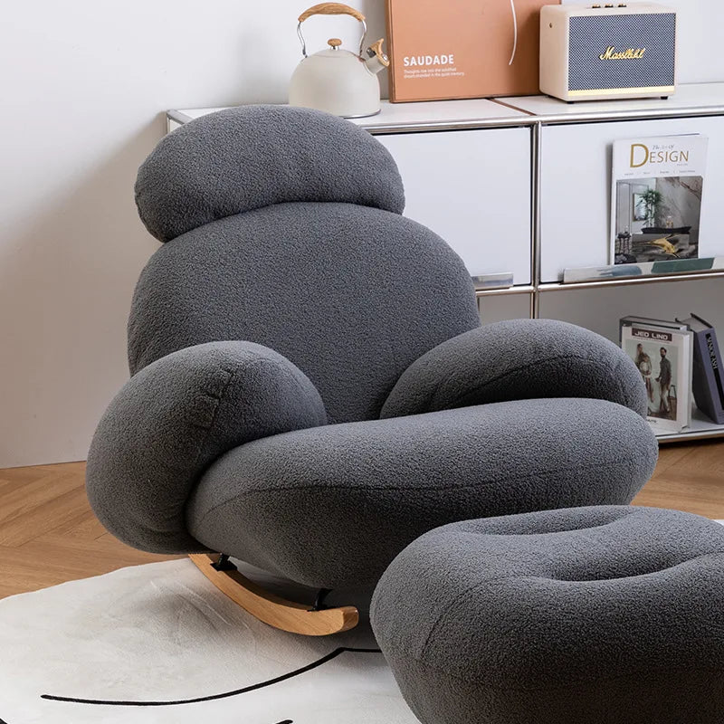 Internet celebrity rocking chair, household cream wind living room balcony bedroom leisure single sofa rocking chair