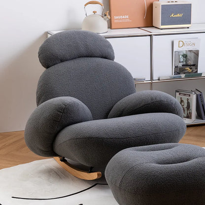 Internet celebrity rocking chair, household cream wind living room balcony bedroom leisure single sofa rocking chair