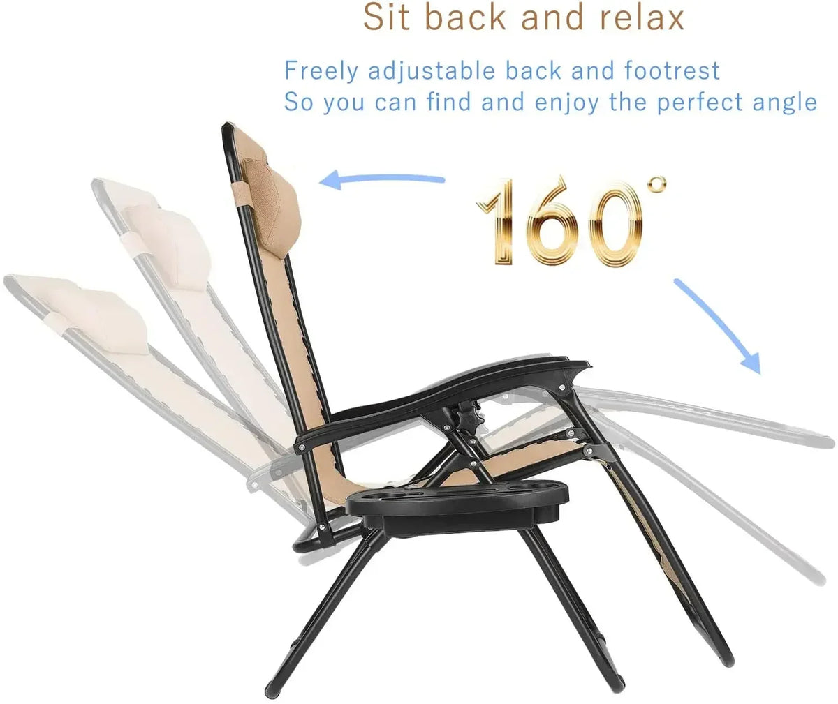Homfa Garden Sun Lounger Set with Table Folding Adjustable Zero Gravity Recliner Chair Seat Indoor/Outdoor