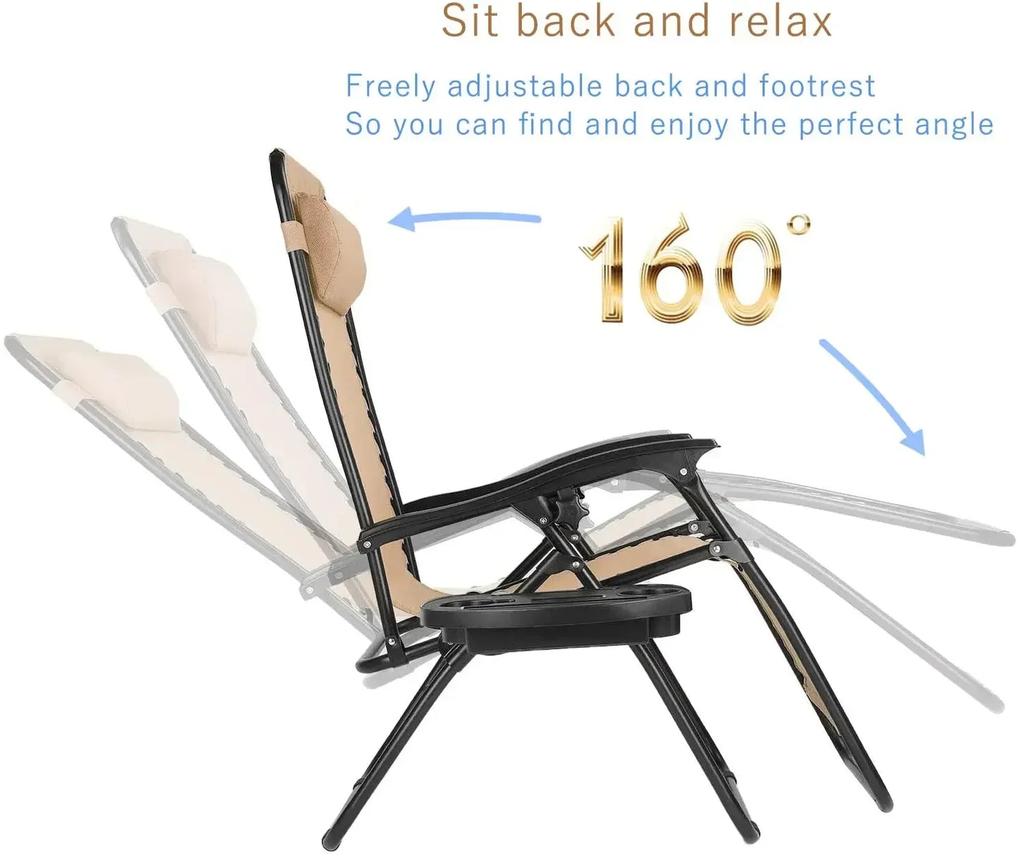 Homfa Garden Sun Lounger Set with Table Folding Adjustable Zero Gravity Recliner Chair Seat Indoor/Outdoor