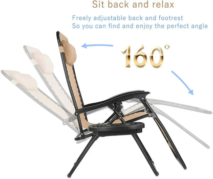 Homfa Garden Sun Lounger Set with Table Folding Adjustable Zero Gravity Recliner Chair Seat Indoor/Outdoor