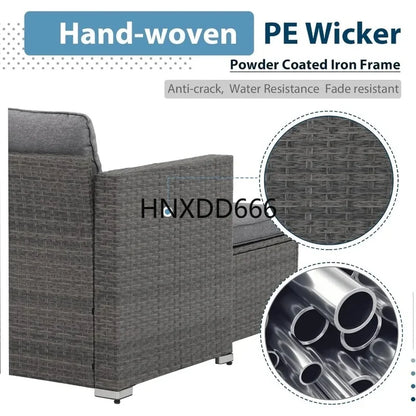 All Weather Outdoor Sectional Patio Sofa Set with Cushions and Wicker Rattan Couch