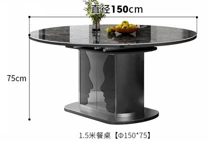 Dining table telescopic slate small apartment home Italian simple stainless steel storage dining table and chairs