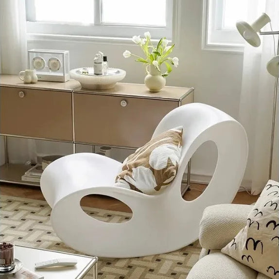 Modern Voido Design Rocking PE Plastic Lounge  Chair Rotational-molded Polyethylene  Lazy Sofa Chair Ins Post-modern Homestay