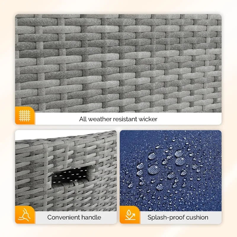 3 PCS Wicker Outdoor Patio Bistro Set, Patio Furniture Set for Small Space with Glass Top Table Dining Chairs, Balcony Fu