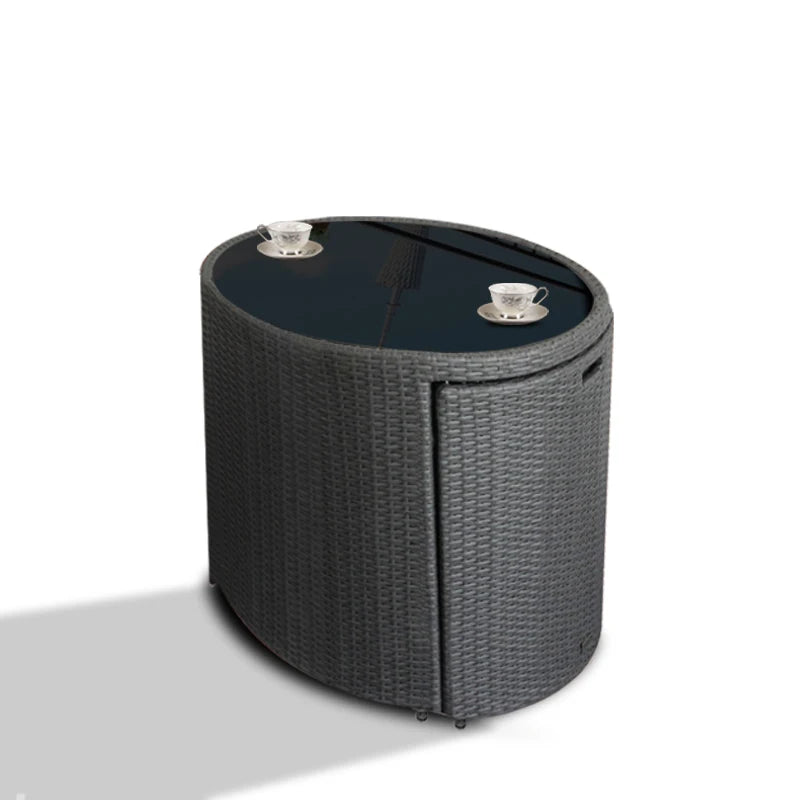 Rattan chair three-piece coffee table combination courtyard terrace outdoor small