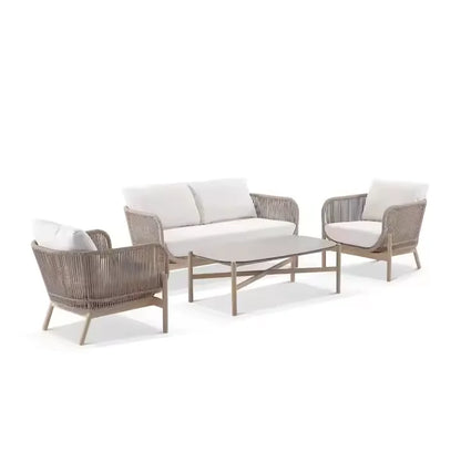 Hot Sales Teak Wood Rope Sofa Set For Home And Outdoor For Living Room Courtyard Hotel Villa Farmhouse