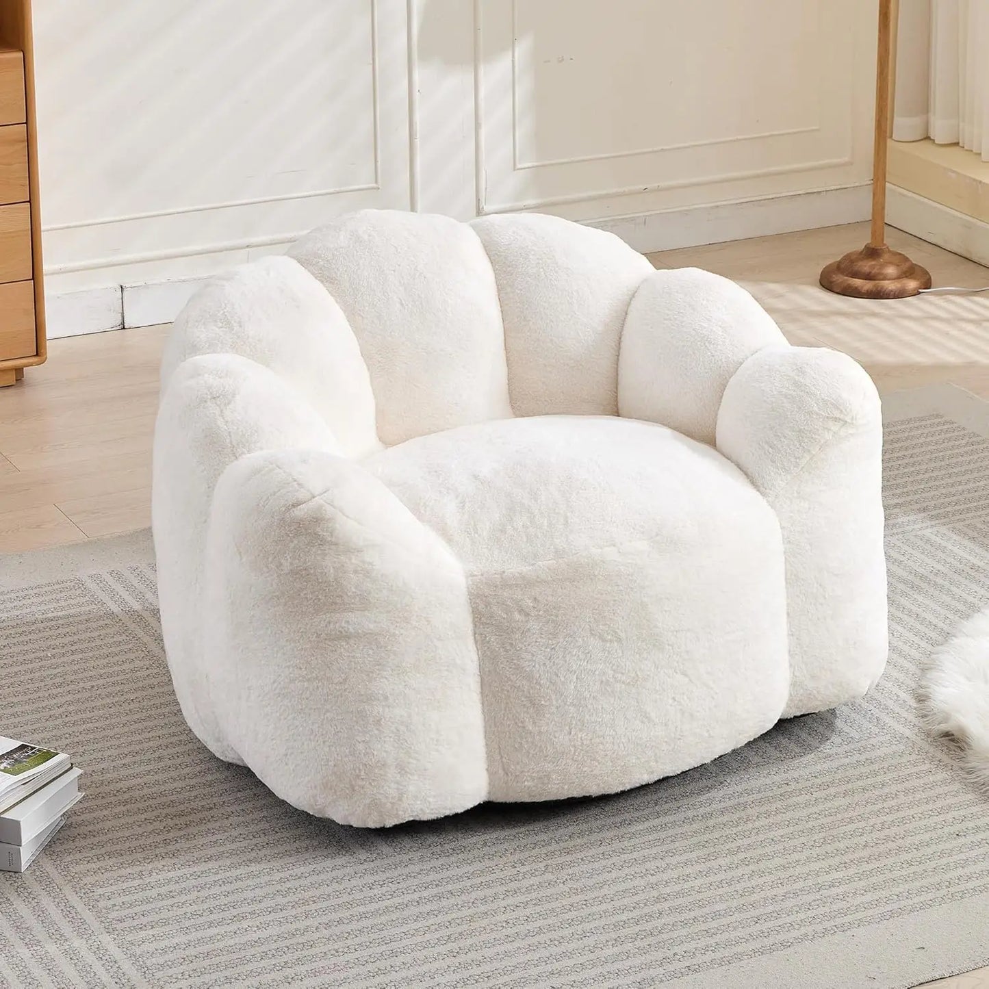 Bean Bag Chair for Adults, Floral Shaped Bean Bag Single Sofa, Ultra Soft Faux Fur Floor Sofa, Oversize Reading, Customized