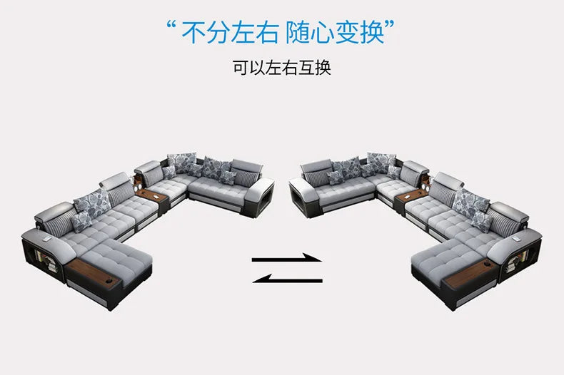 Modern 5 6 7 8-Seater Fabric Sofas Sectional Set for Living Room Hotel Furniture with Sponge Filling