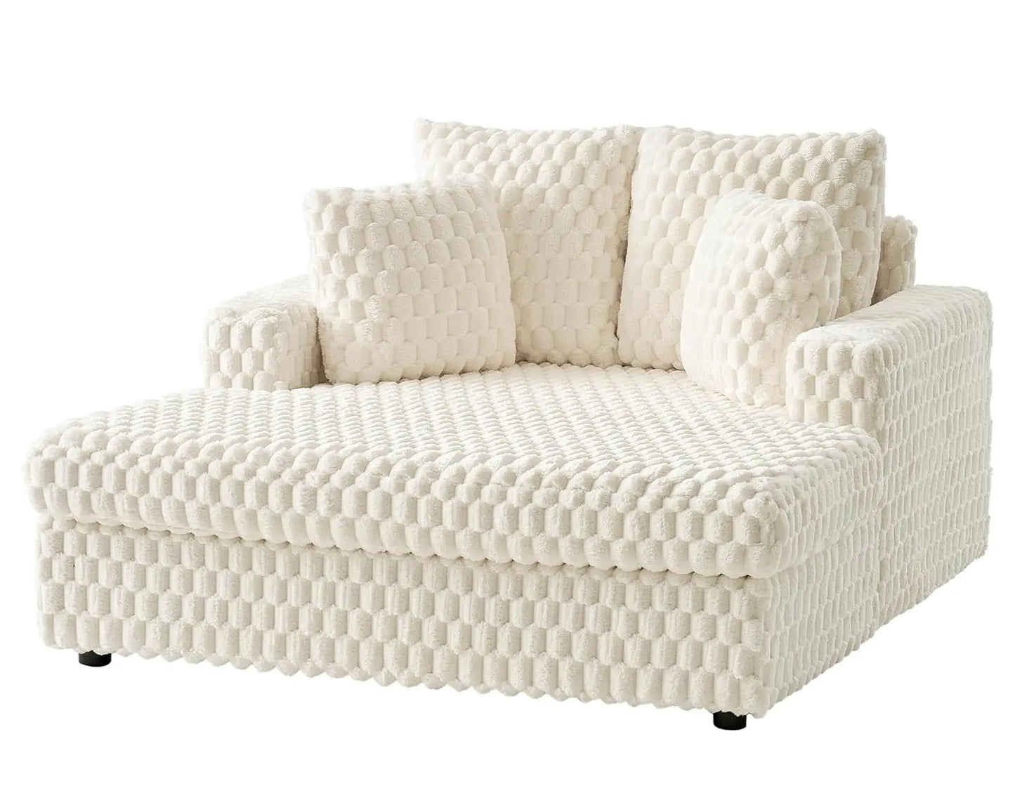 53 Inch Chaise Lounge Indoor, Upholstered Sofa Bed with Throw Pillows and Armrests, Sleeper Bed- Plush Lounge Chair for Living R