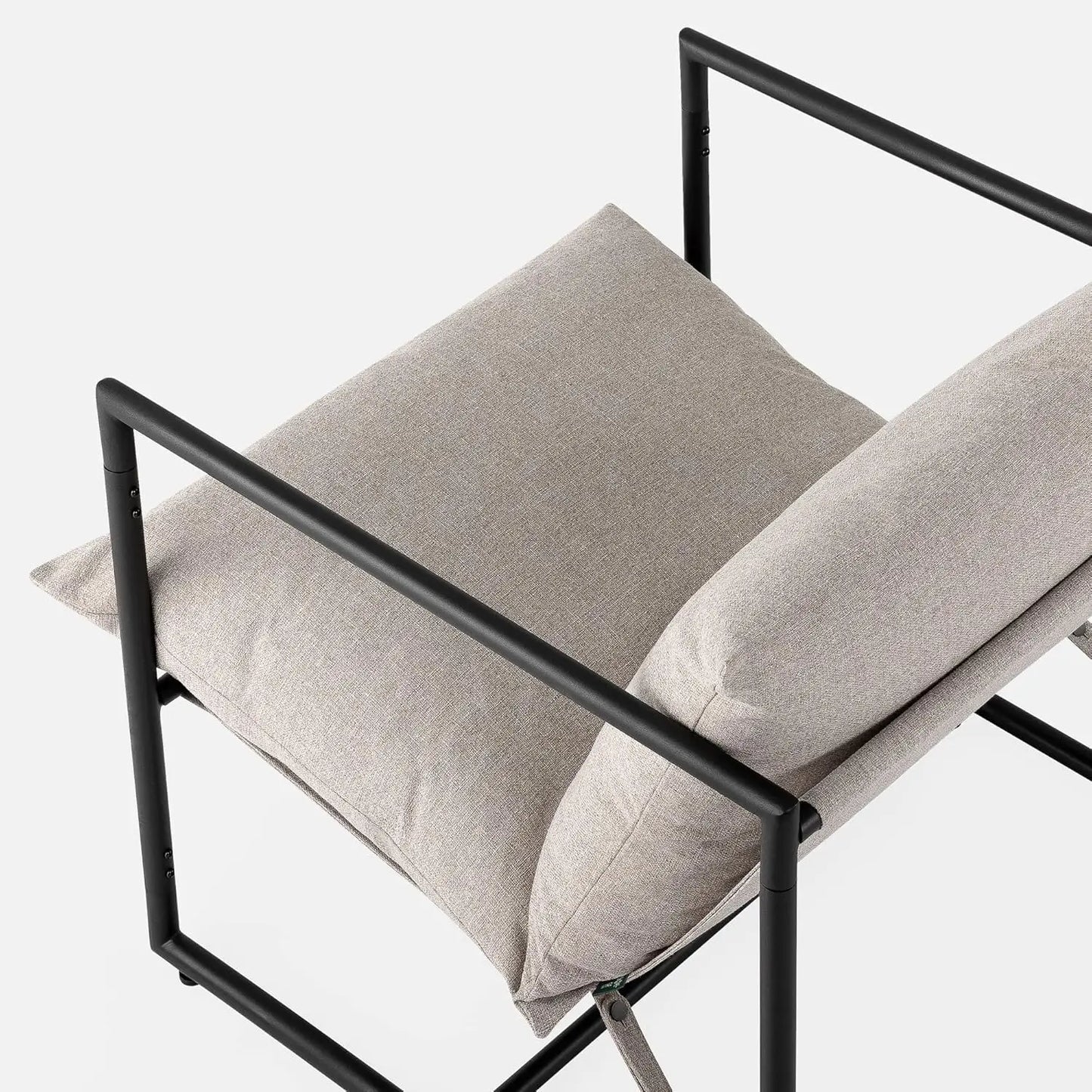 Modern Mid-Century Accent Chair, Upholstered Lounge Armchair with Metal Base & Removable Cushion for Living Room Bedroom Grey