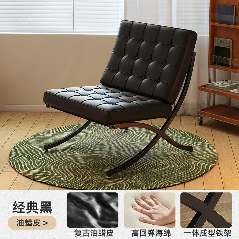 Single sofa, designer, Italian style, living room, leather, light luxury, leisure chair