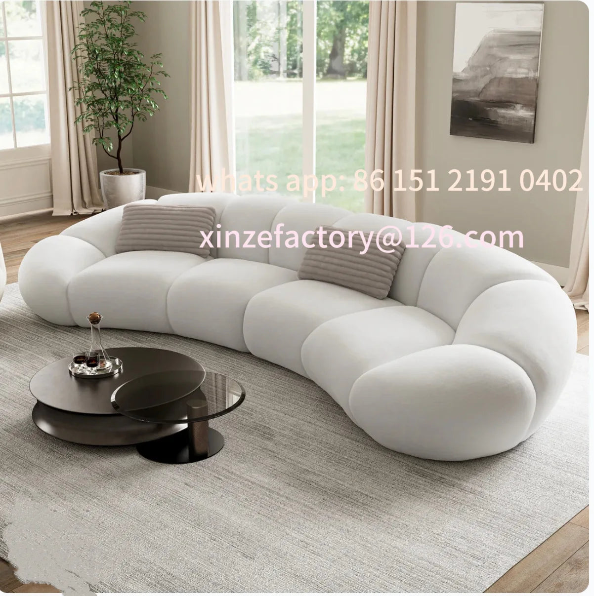 Customizable winter vintage butterscotch style sofa curved petal sofa Italian light luxury living room
