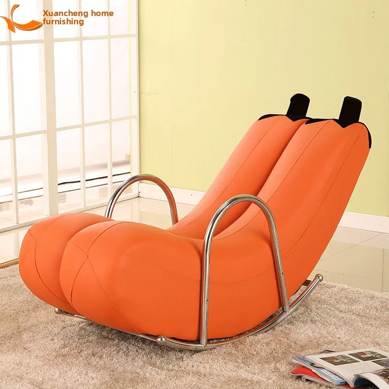 Banana Rocker Chair PU Leather Lounge Chair w/Metal Frame, Indoor Single Seater Sofa for  Comfortable Recliner Chair for Adults