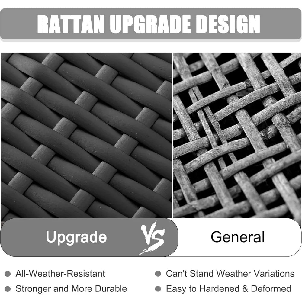 15 Piece Patio Furniture Set with Fire Pit Table, Outdoor Conversation Sets Wicker Rattan Sectional Sofa with Coffee Ta