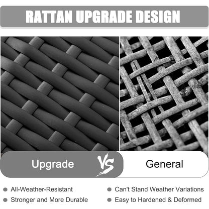 15 Piece Patio Furniture Set with Fire Pit Table, Outdoor Conversation Sets Wicker Rattan Sectional Sofa with Coffee Ta