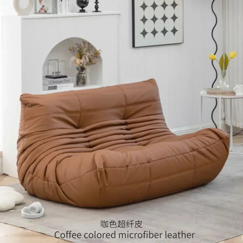 Single sofa living room bedroom lazy fabric leather leisure chair small apartment cream wind