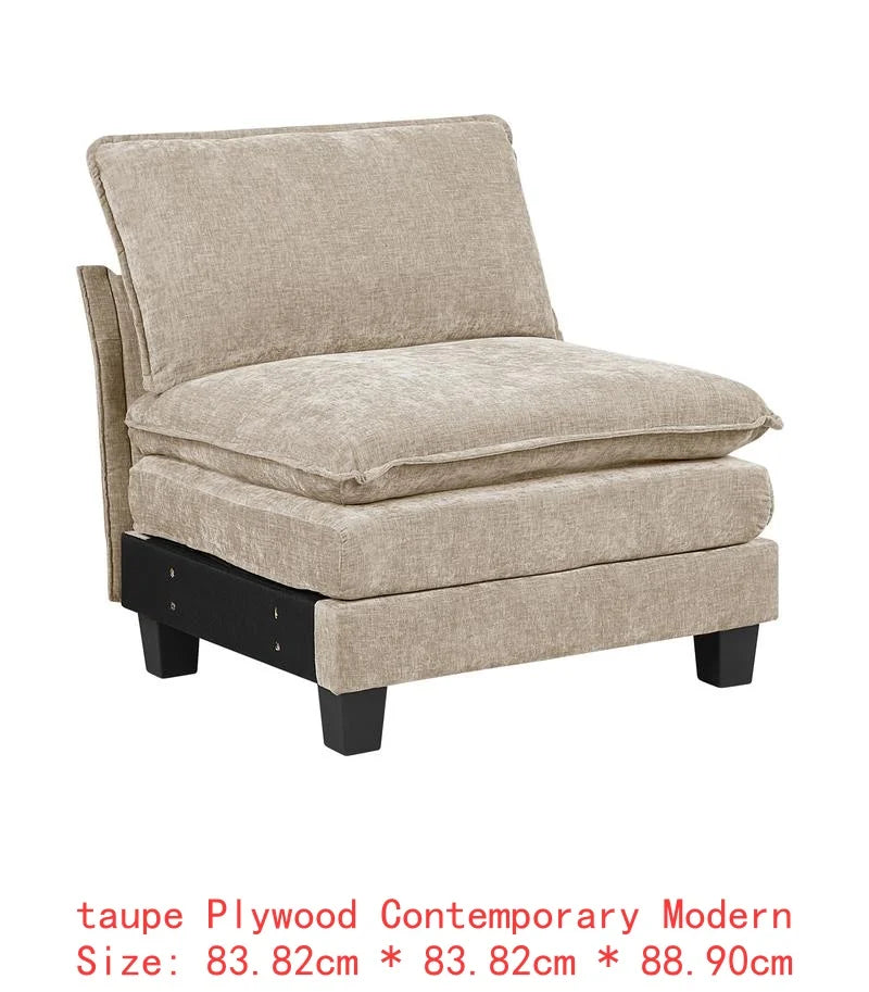 Modern 6-Piece Modular Sectional Sofa Set in Plush Chenille Upholstery for Comfortable Living Room Furniture - Durable Plywood