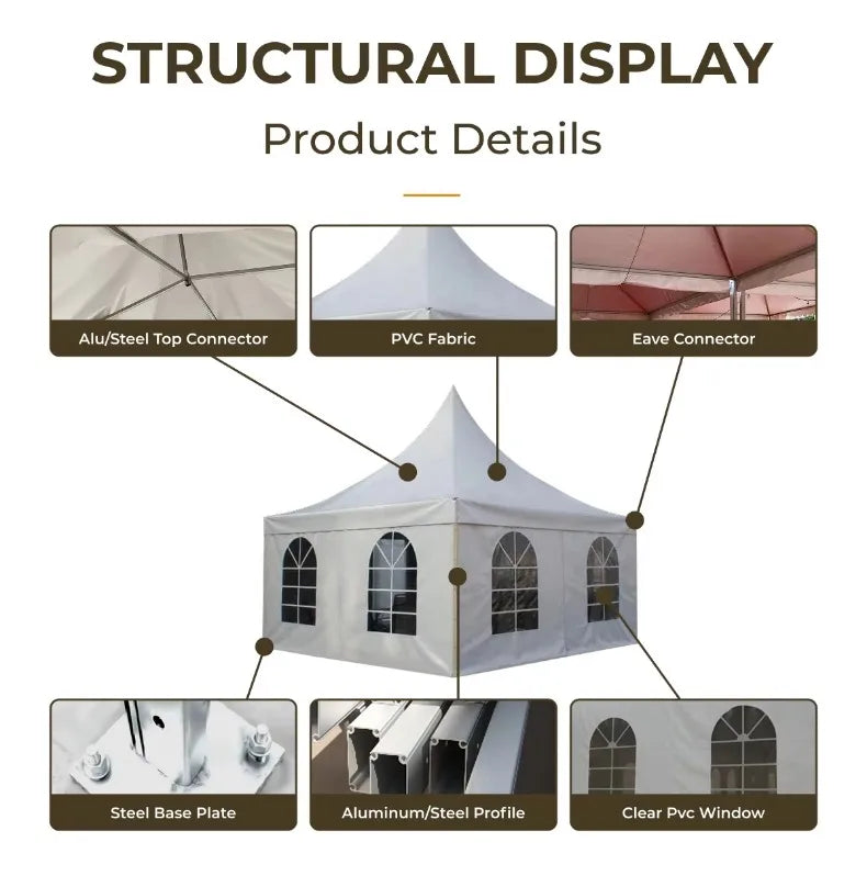 Large Waterproof Pagoda Outdoor Event Tent, Custom Commercial Canopy Shelter for Wedding Party, Trade Show & Outdoor Exhibition