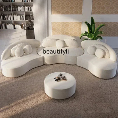 2003    Nordic light luxury curved sofa designer living room fabric sofa creative combination